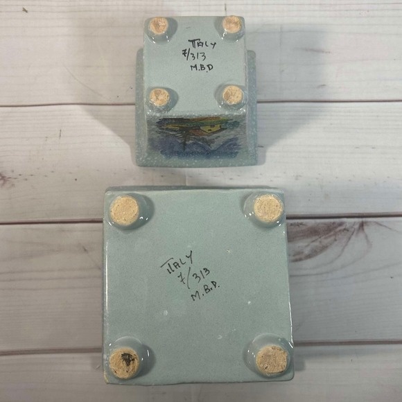 Rare Planter Set - Cabin Mountain Scene Succulent Flower Pot - Italy - Picture 2 of 14